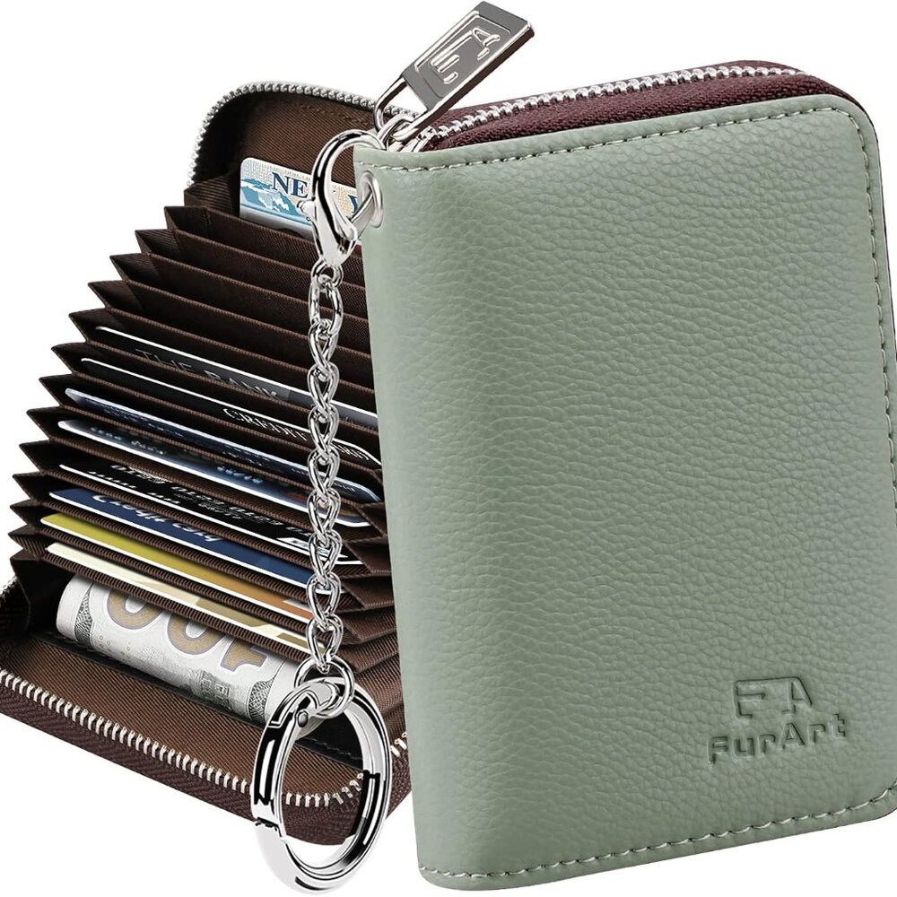 Credit Card Wallet, Zipper Business Card Holder for Women, RFID Blocking, KeyCha